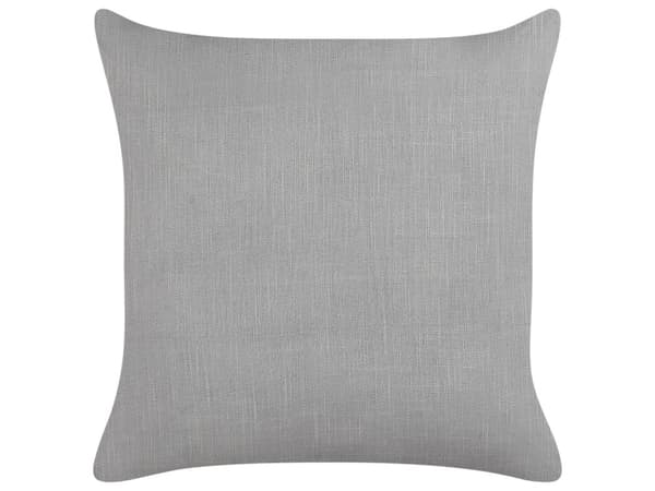 Prydnadskuddar set om 2 Grå och Vit Linne Bomull 50 x 50 cm Randigt Mönster Dekoration Tillbehör Vardagsrum Sovrum