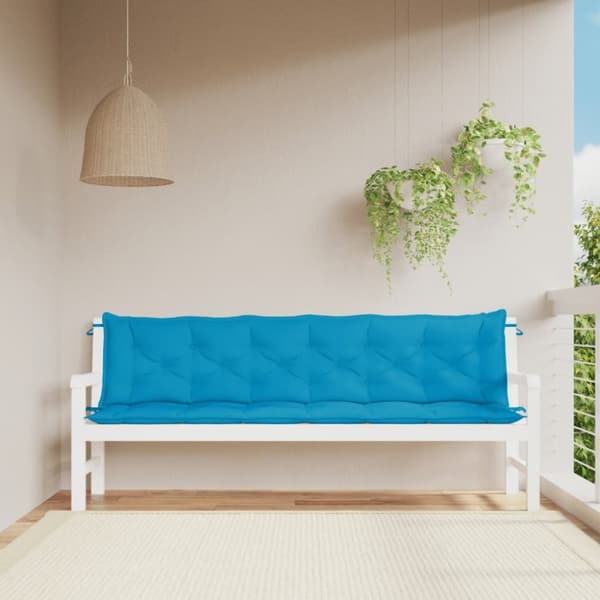 vidaXL hynder til havebænk 2 stk. 200x50x7 cm oxfordstof lyseblå
