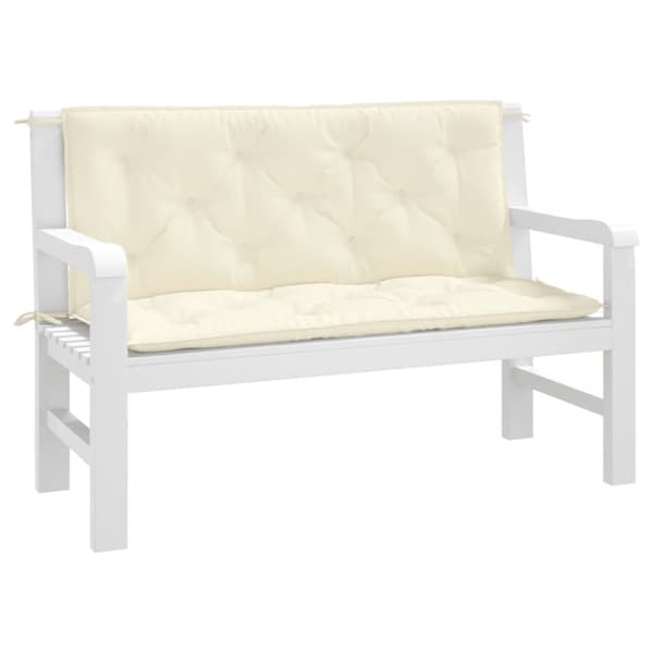 vidaXL hynder til havebænk 2 stk. 120x50x7 cm oxfordstof cremefarvet