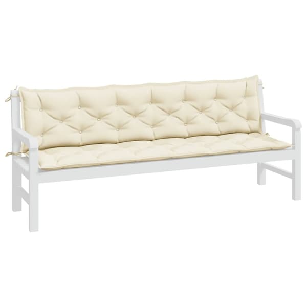 vidaXL hynder til havebænk 2 stk. 200x50x7 cm oxfordstof cremefarvet