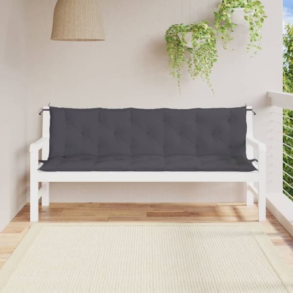 vidaXL hynder til havebænk 2 stk. 180x50x7 cm oxfordstof antracitgrå