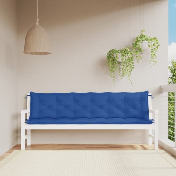 vidaXL hynder til havebænk 2 stk. 200x50x7 cm oxfordstof blå
