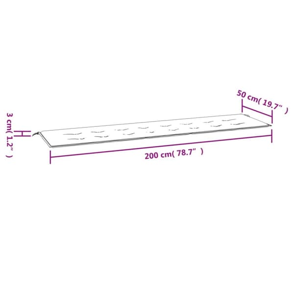 Puutarhapenkkityyny, kerma 200x50x3 cm, Oxford kangas