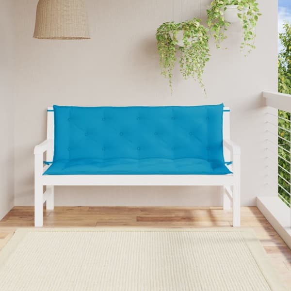 hynder til havebænk 2 stk. 150x50x7 cm oxfordstof lyseblå
