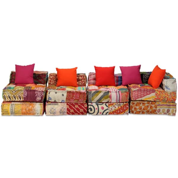 4-personers modulpuf stof patchwork