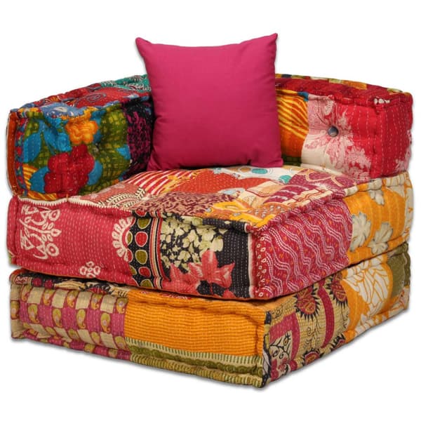 4-personers modulpuf stof patchwork