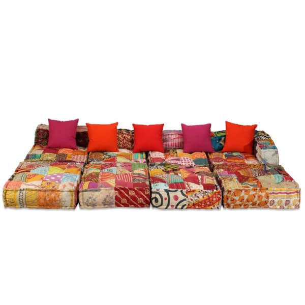 4-personers modulpuf stof patchwork