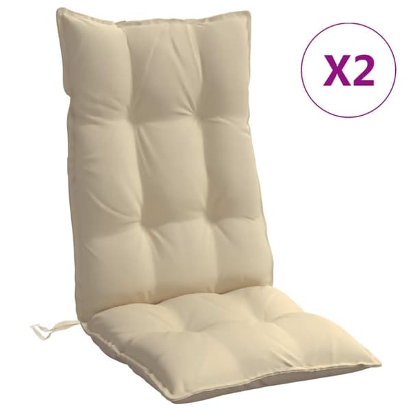 Stolsdynor för stolar med hög rygg 2 st beige oxfordtyg