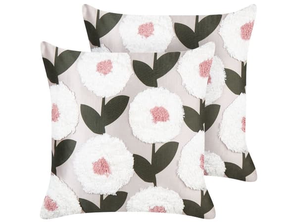 2 st Prydnadskuddar Rosa Bomull 45 x 45 cm Blommigt mönster Avtagbart Överdrag Modern Dekor Tillbehör Sovrum Vardagsrum