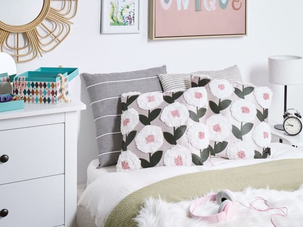 Sett med 2 Pynteputer Rosa Bomull 45 x 45 cm Blomstermønster Flyttbart Trekk Moderne Innredningstilbehør Soverom Stue