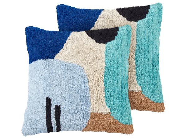 Sett med 2 Pynteputer Flerfarget Geometrisk Mønster Bomull 45 x 45 cm Avtakbart trekk Moderne Innredningstilbehør Soverom Stue