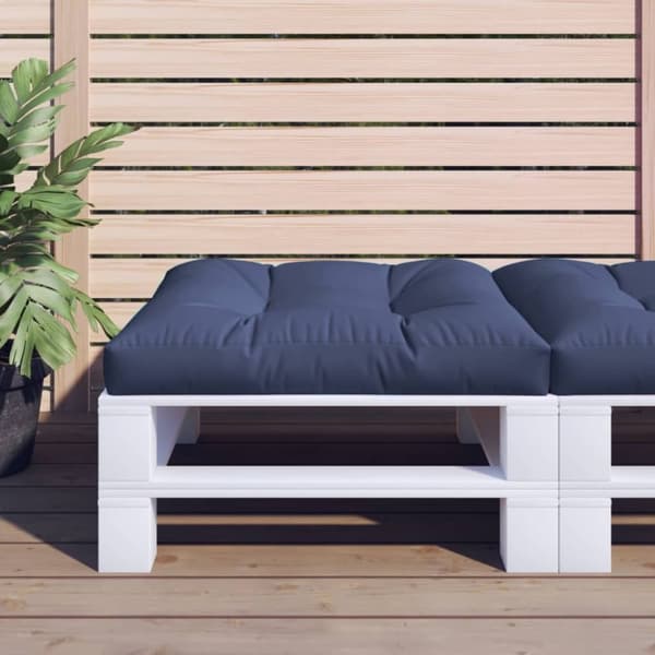 vidaXL pallehynde 80x80x12 cm stof marineblå