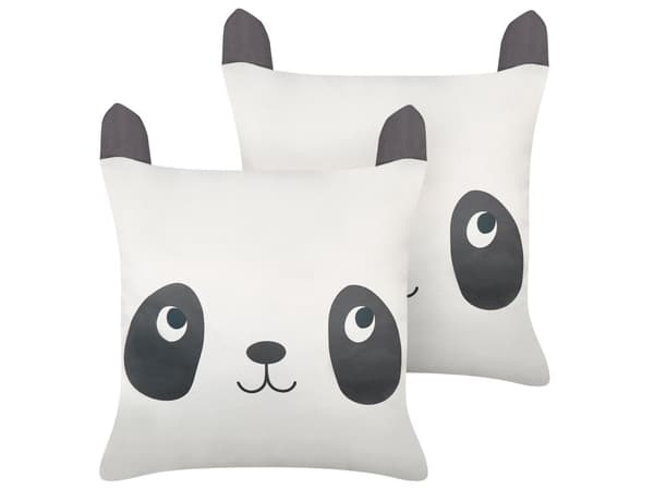 Sett med 2 Pynteputer Svart og Hvit Bomullsovertrekk 45 x 45 cm Panda Motiv Soveromstilbehør til Barn