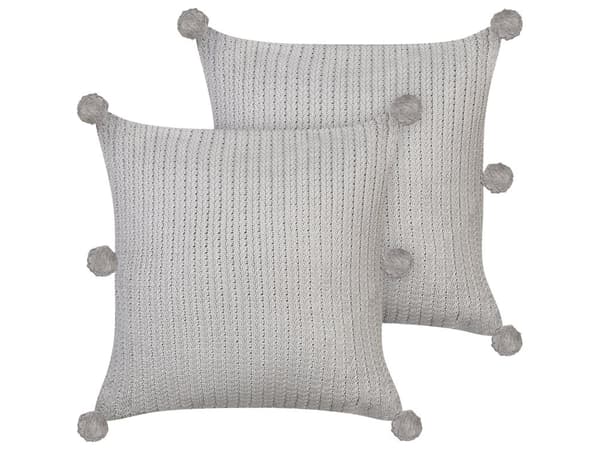 Sett med 2 puter Grå Bomull 45 x 45 cm Strikket Avtakbart Trekk Firkantet Moderne Dekorativt Tilbehør