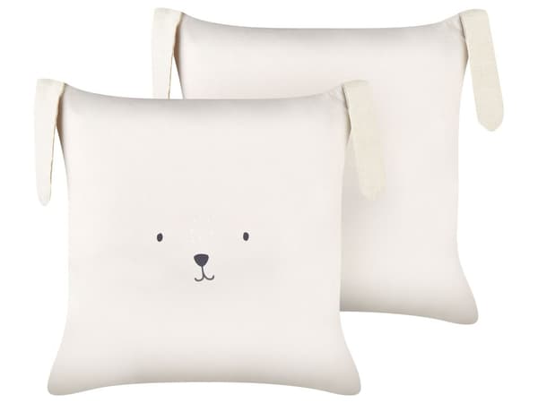 2 Dekorative Barneputer Lys Beige Bomull 45 x 45 cm med Kaninmotiv