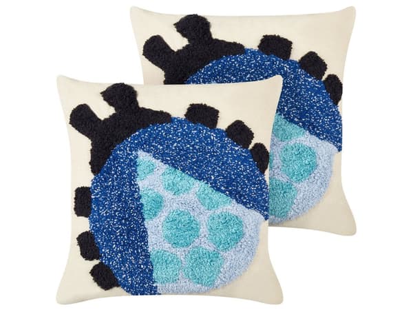 Set med 2 Prydnadskuddar Flerfärgad Bomull 45 x 45 cm med Nyckelpigemotiv Vardagsrum Sovrum