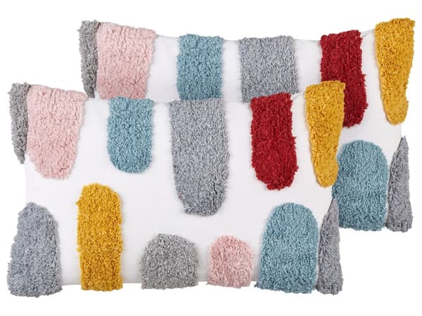 Set med 2 Prydnadskuddar Flerfärgad Bomull 30 x 50 cm med Abstrakt Mönster Vardagsrum Sovrum
