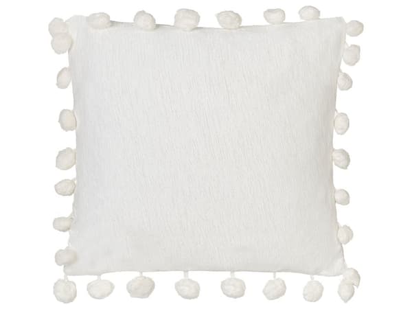 Sett med 2 pynteputer Hvit Polyester 45 x 45 cm Ensfarget Pomponger Klassisk design Håndlaget Dekorasjon Tilbehør Tekstiler