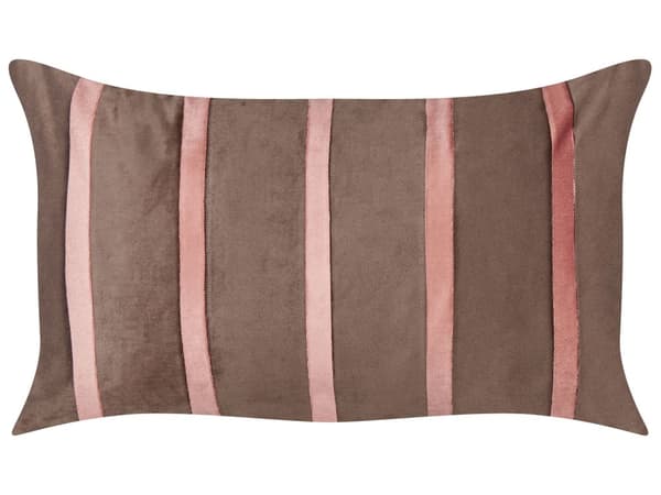 Sett med 2 pynteputer Brun Rosa Fløyel 35 x 60 cm Stripete mønster Håndlaget Avtakbart trekk Dekorasjon Tilbehør Tekstiler