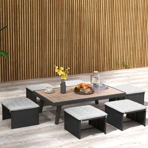 Rootz Trädgårdsstolsdyna - Mjukhet & Komfort - Inomhus & Utomhus - 6 delar - Polyesteröverdrag - Ljusgrå - 40L x 40W x 4H cm