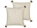 Miniatyrbilde 1 av 7: Sett med 2 Puter Beige Bomull 45 x 45 cm Kasteputer Bomull med Flettemønster Trekk