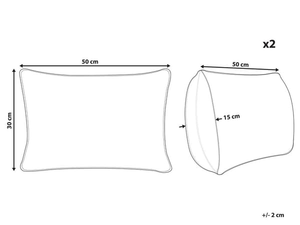 Sett med 2 Puter Rød og Hvit Bomull 30 x 50 cm Kasteputer Bomull med Stripemønster Trekk