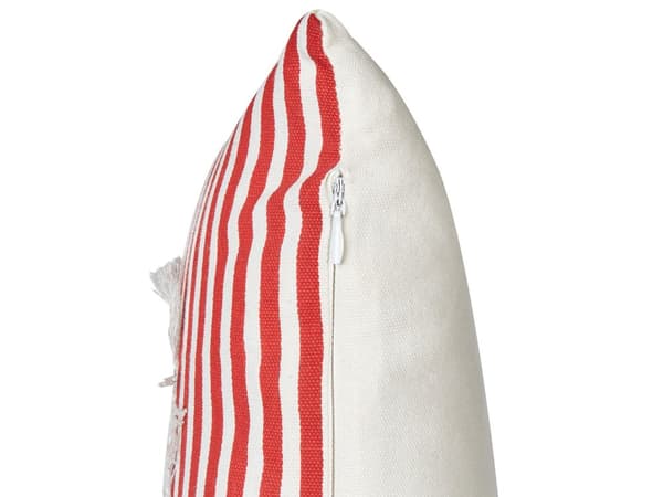 Sett med 2 Puter Rød og Hvit Bomull 30 x 50 cm Kasteputer Bomull med Stripemønster Trekk