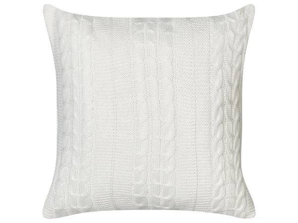 Sett med 2 Puter Hvit Bomull 45 x 45 cm Kasteputer Flettede Bomullsmønster Trekk