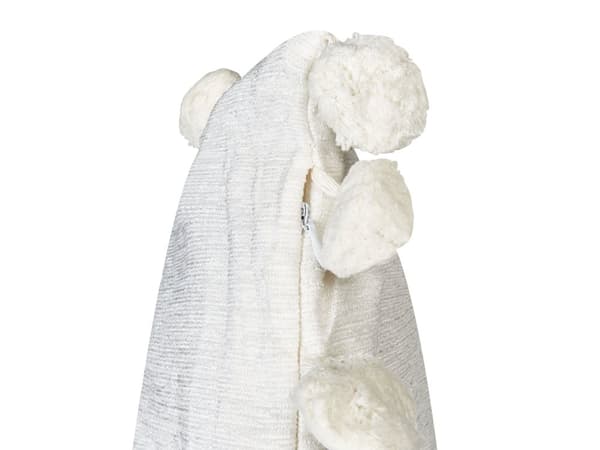 Set med 2 Prydnadskuddar Vit Polyestertyg Mönster Handgjorda Tofsar Pompoms 45 x 45 cm Heminredning Tillbehör