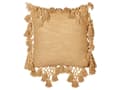 Miniatyrbild 4 av 7: Set med 2 Spridningskuddar sandbeige Bomullstyg 45 x 45 cm med Tofsar Stickade Heminredning Tillbehör Vardagsrum Sovrum