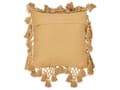 Miniatyrbild 5 av 7: Set med 2 Spridningskuddar sandbeige Bomullstyg 45 x 45 cm med Tofsar Stickade Heminredning Tillbehör Vardagsrum Sovrum