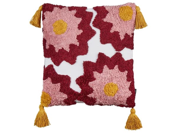 Prydnadskuddar 2 st Dekorativa Kuddar Flerfärgad Bomull 45 x 45 cm med Tofsar Kvadratisk Modern Kudde Boho Inredning Tillbehör