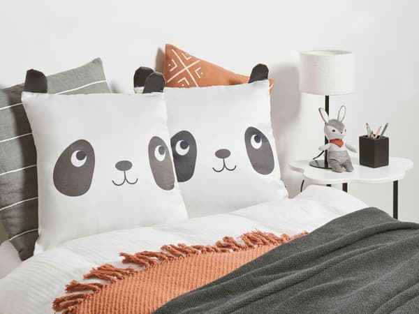 Barnkudde 2 st Svart och Vit Bomullsöverdrag 45 x 45 cm Pandamotiv Barnrumstillbehör