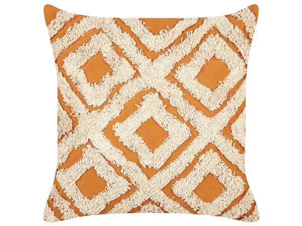 2 st Prydnadskuddar Orange och Vit Bomull 45 x 45 cm med Geometriskt Mönster