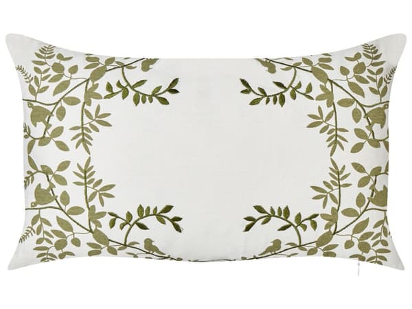 Set med 2 Prydnadskuddar Vit och Grön Bomull 30 x 50 cm Blommönster Handgjorda Kuddar Heminredning Tillbehör Vardagsrum Sovrum