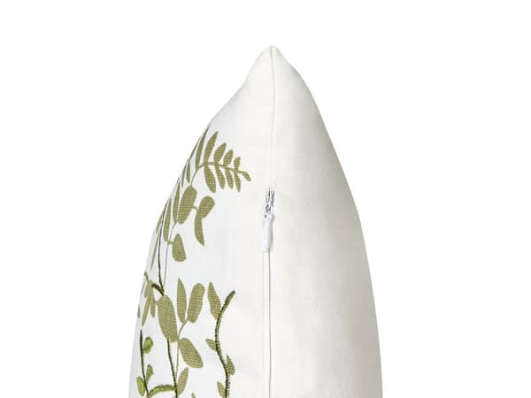 Set med 2 Prydnadskuddar Vit och Grön Bomull 30 x 50 cm Blommönster Handgjorda Kuddar Heminredning Tillbehör Vardagsrum Sovrum