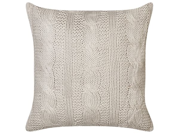 Set om 2 Prydnadskuddar Taupe Bomullstyg 45 x 45 cm Stickade Heminredning Tillbehör Vardagsrum Sovrum