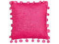 Miniatyrbild 4 av 6: Set med 2 Prydnadskuddar Fuchsia Polyestertyg Mönster Handgjorda Tofsar Pompoms 45 x 45 cm Heminredning Tillbehör