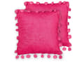 Miniatyrbild 1 av 6: Set med 2 Prydnadskuddar Fuchsia Polyestertyg Mönster Handgjorda Tofsar Pompoms 45 x 45 cm Heminredning Tillbehör