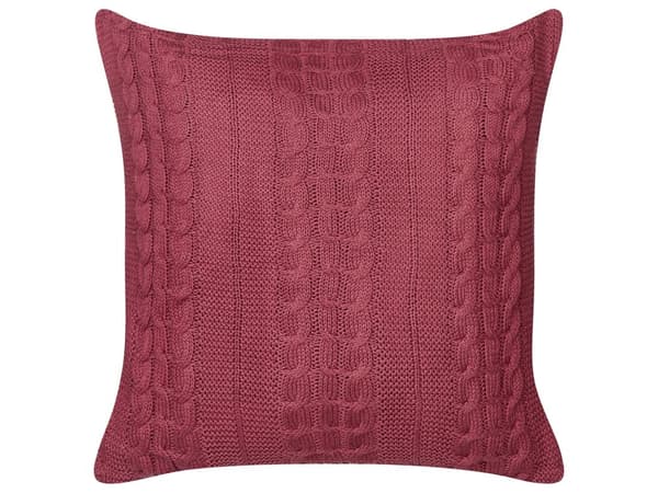 Set om 2 Prydnadskuddar Vinröd Bomull 45 x 45 cm Soffkuddar Flätat Bomullsmönster Överdrag Vardagsrum Sovrum