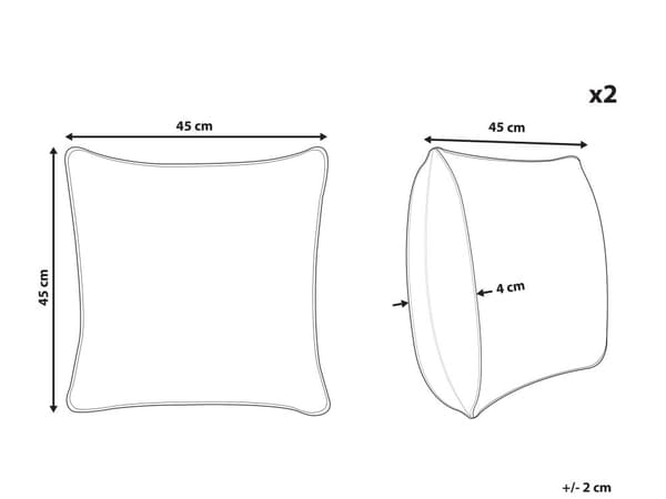 Sett med 2 Puter Gul Fuskepels 45 x 45 cm Pregede Puter Tilbehør til Hjemmet