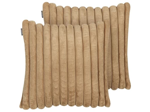 Sett med 2 pynteputer Lysebrun Polyester 45 x 45 cm Mykt stoff Moderne design Dekorasjon Tekstiler Stue Soverom