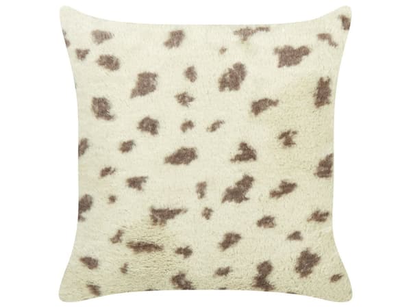 Set med 2 Prydnadskuddar i Beige Fuskpäls 45 x 45 cm Mjuka Fluffiga Kuddar
