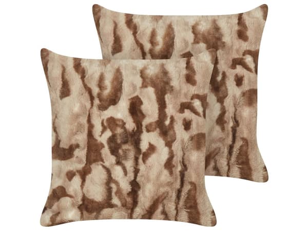 Kudde 2 st Brun Fuskpäls 45 x 45 cm Mjuka Fluffiga Prydnadskuddar