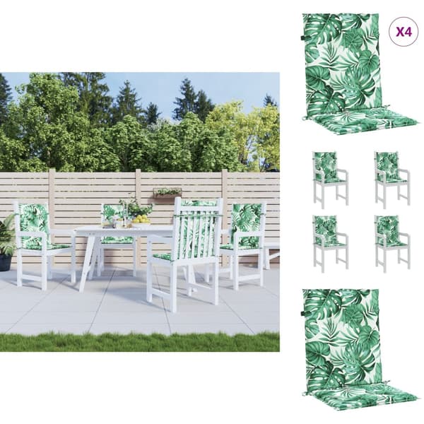 Stols- & soffdynor - Living Stolsdynor för stolar med låg rygg 4 st bladmönster tyg