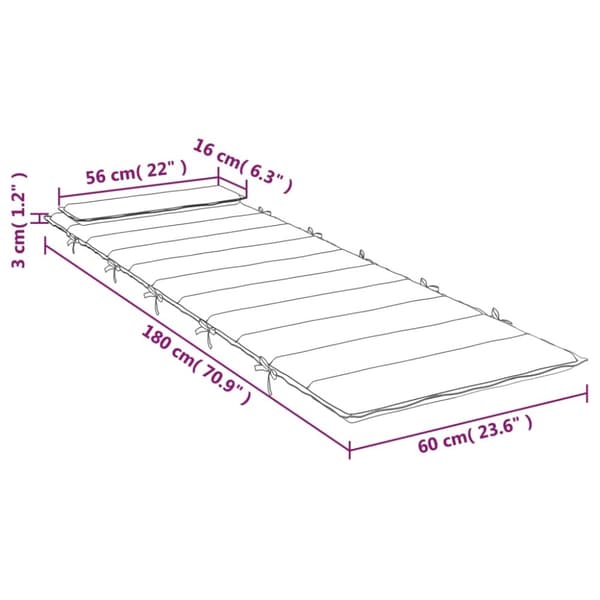 Dyna till solsäng antracit 180x60x3 cm oxfordtyg