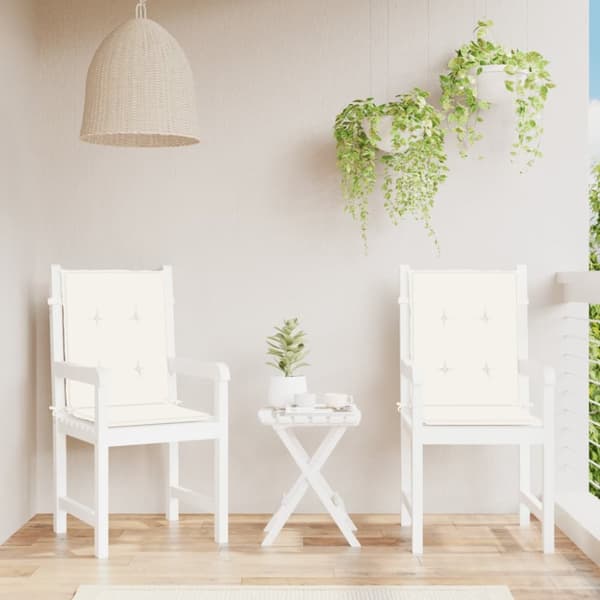 Stolsdynor lågt ryggstöd 2 st melerad gräddvit 100x50x4 cm tyg