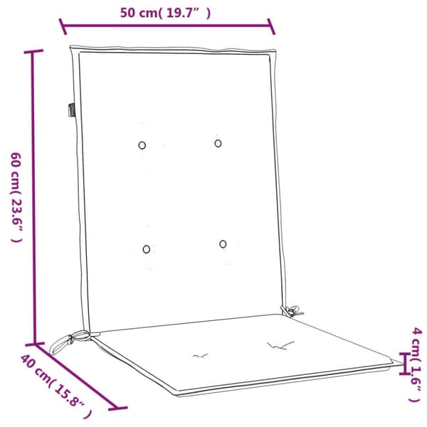 Stolsdynor lågt ryggstöd 4 st melerad blå 100x50x4 cm tyg