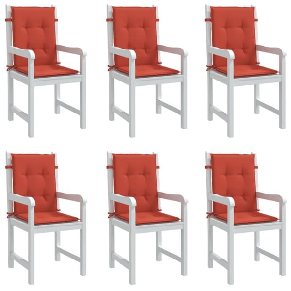 stolehynder med lav ryg 6 stk. 100x50x4 cm stof red