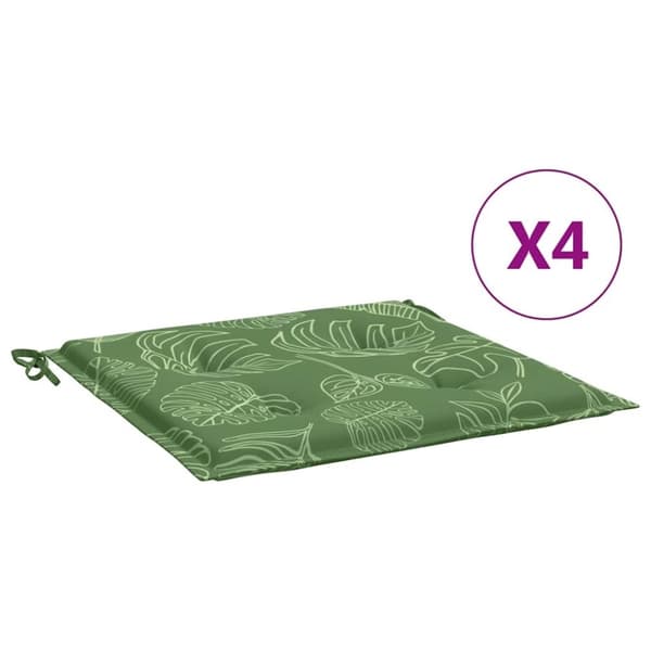 vidaXL Stolsdynor 4 st bladmönster 40x40x3 cm tyg